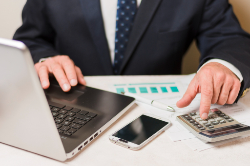 Person calculating taxes