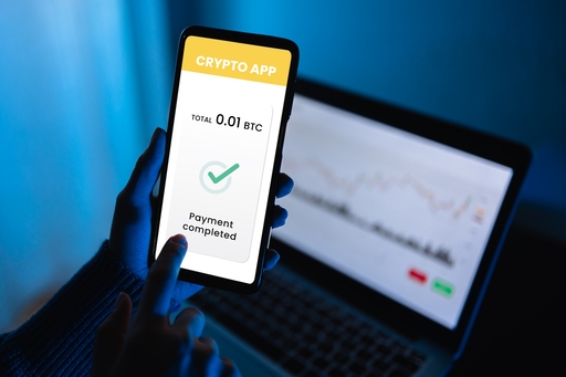 A person in Panama making a payment for goods using cryptocurrency on a mobile device.