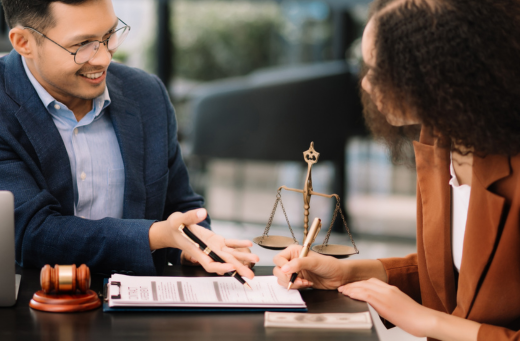 Specialized attorney assisting his client.