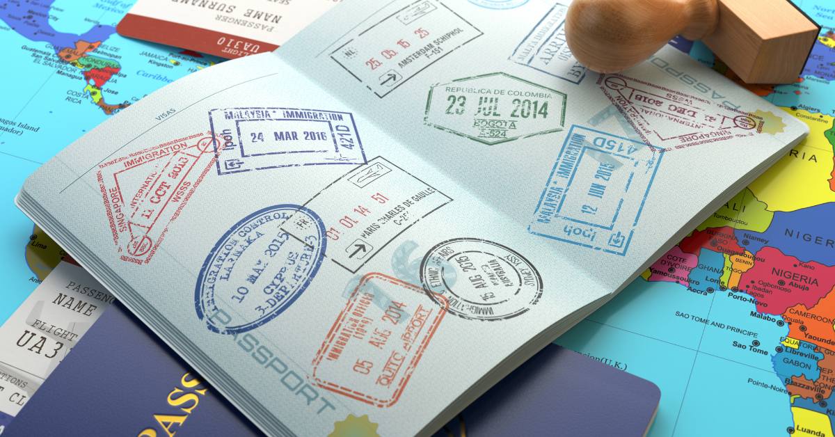 Passport with stamps and Transit Visa in Panama