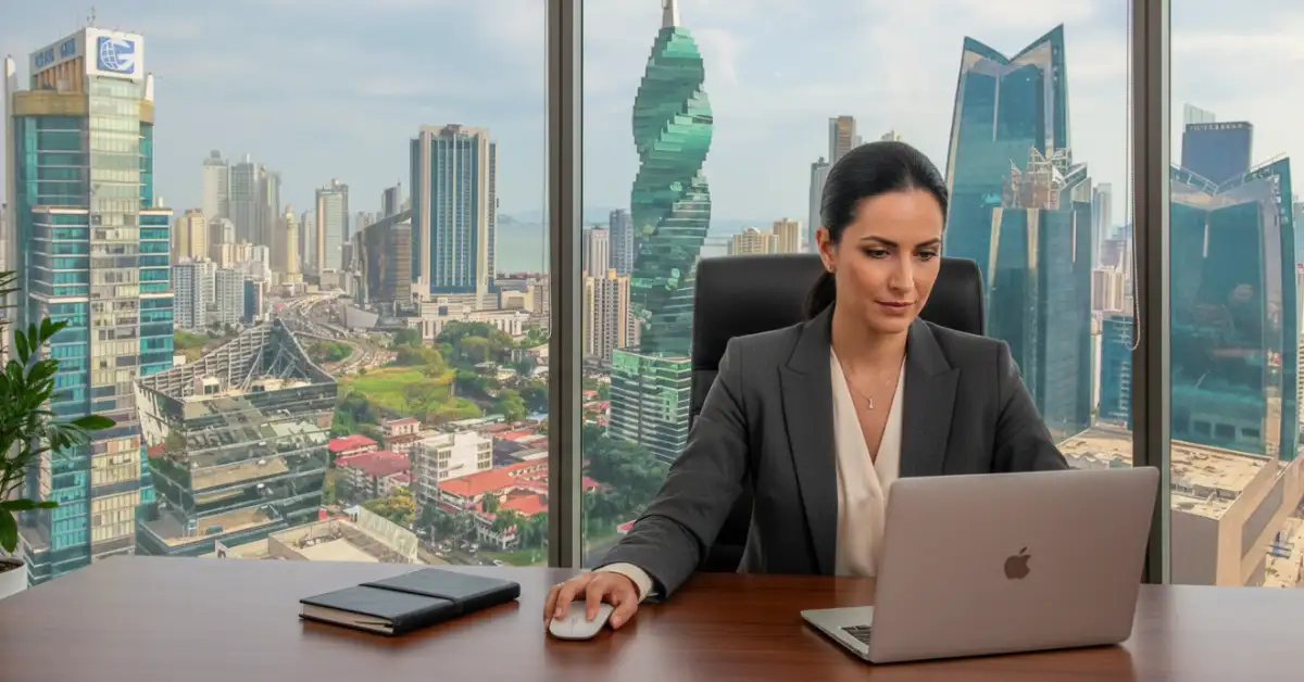 Empresaria tramitando su aviso de operación en la Ciudad de Panamá