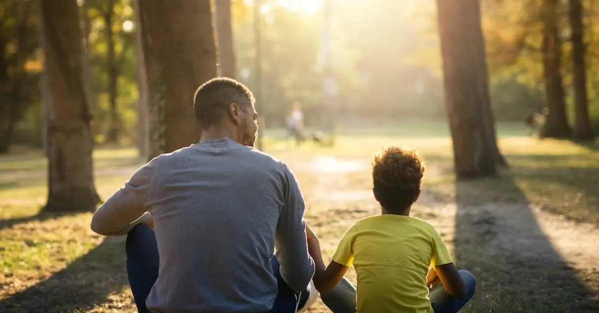 Padre e hijo en visita